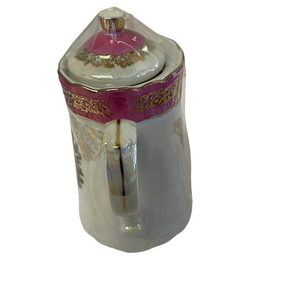 Laurent Cofee Porcelain TeaPot Japan Lusterware White Pink Gold CP 2210 Montreal - Picture 2 of 6